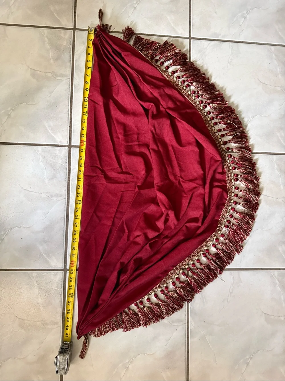 JCPenney Home Collection Burgundy Waterfall Swag Valance Curtain Tassel Bead